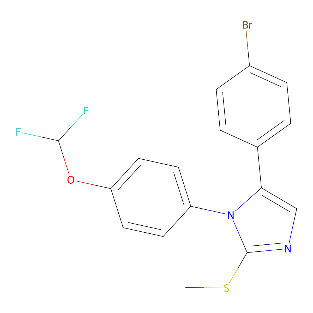 5-(4-bromophenyl)-1-(4-(difluoromethoxy)phenyl)-2-(methylthio)-1H-imidazole molecular structure, CAS 1226432-05-8
