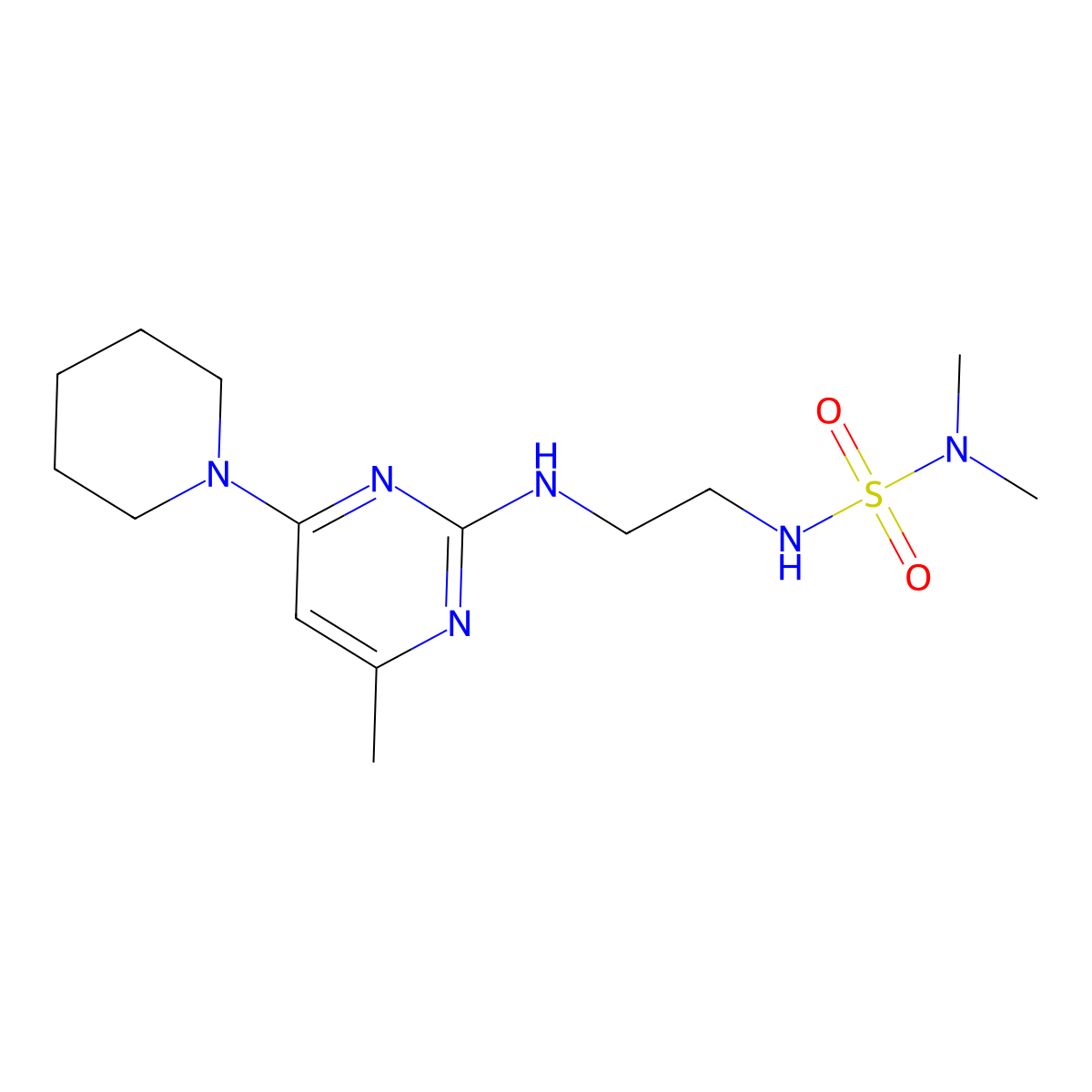 N-{2-[(dimethylsulfamoyl)amino]ethyl}-4-methyl-6-(piperidin-1-yl)pyrimidin-2-amine molecular structure, CAS 1226432-07-0