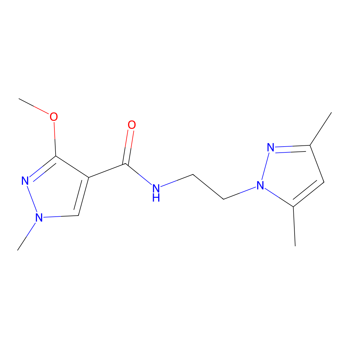 N-[2-(3,5-dimethyl-1H-pyrazol-1-yl)ethyl]-3-methoxy-1-methyl-1H-pyrazole-4-carboxamide molecular structure, CAS 1226432-15-0