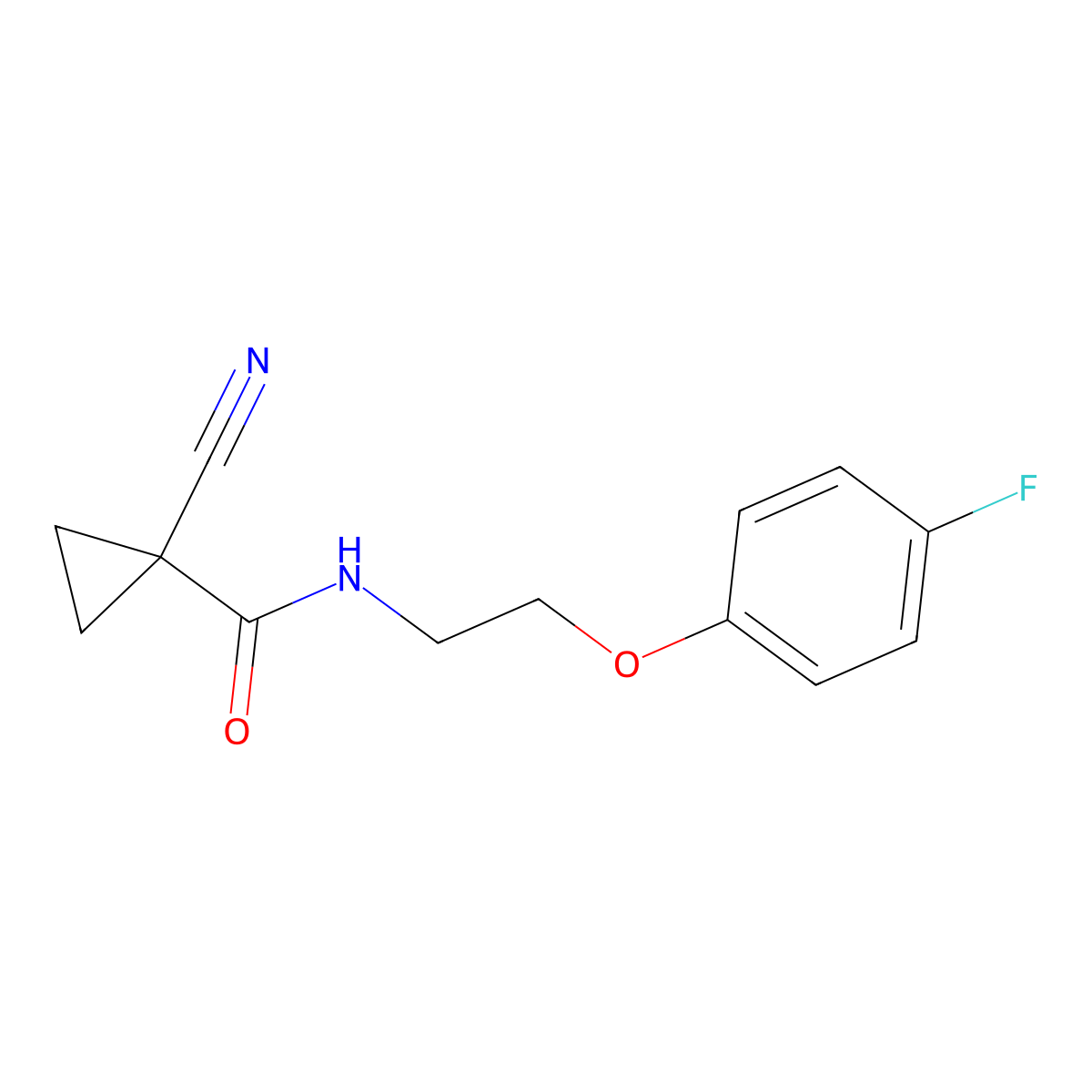 1-cyano-N-(2-(4-fluorophenoxy)ethyl)cyclopropanecarboxamide molecular structure, CAS 1226432-20-7