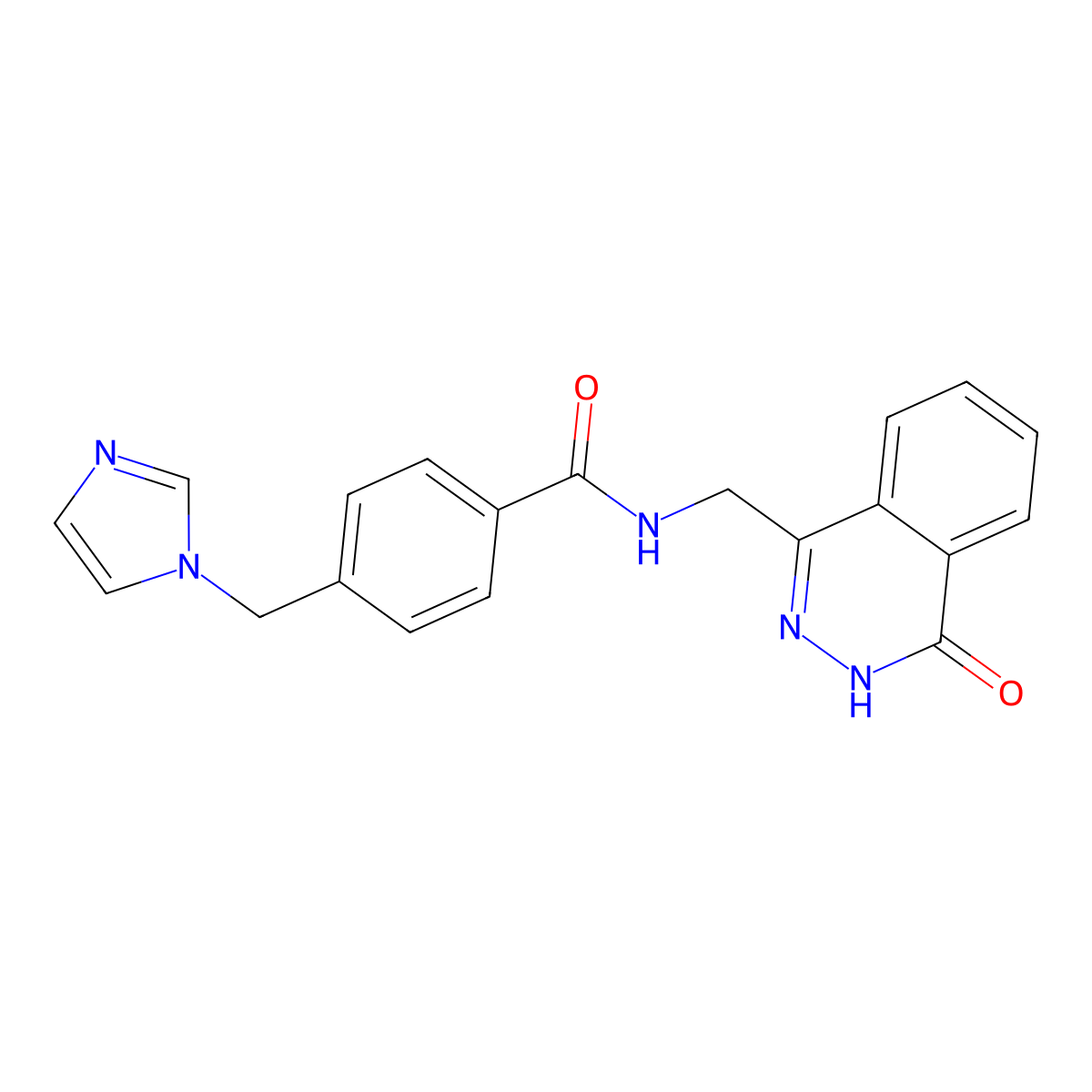 4-((1H-imidazol-1-yl)methyl)-N-((4-oxo-3,4-dihydrophthalazin-1-yl)methyl)benzamide molecular structure, CAS 1226432-23-0