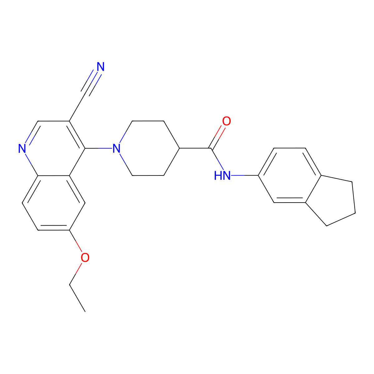 1-(3-cyano-6-ethoxyquinolin-4-yl)-N-(2,3-dihydro-1H-inden-5-yl)piperidine-4-carboxamide molecular structure, CAS 1226432-33-2
