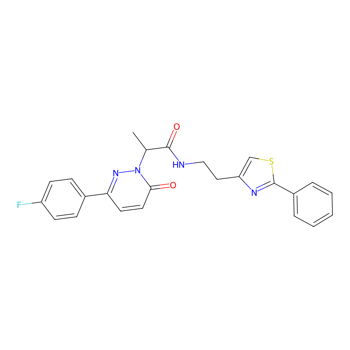 2-(3-(4-fluorophenyl)-6-oxopyridazin-1(6H)-yl)-N-(2-(2-phenylthiazol-4-yl)ethyl)propanamide molecular structure, CAS 1226432-40-1