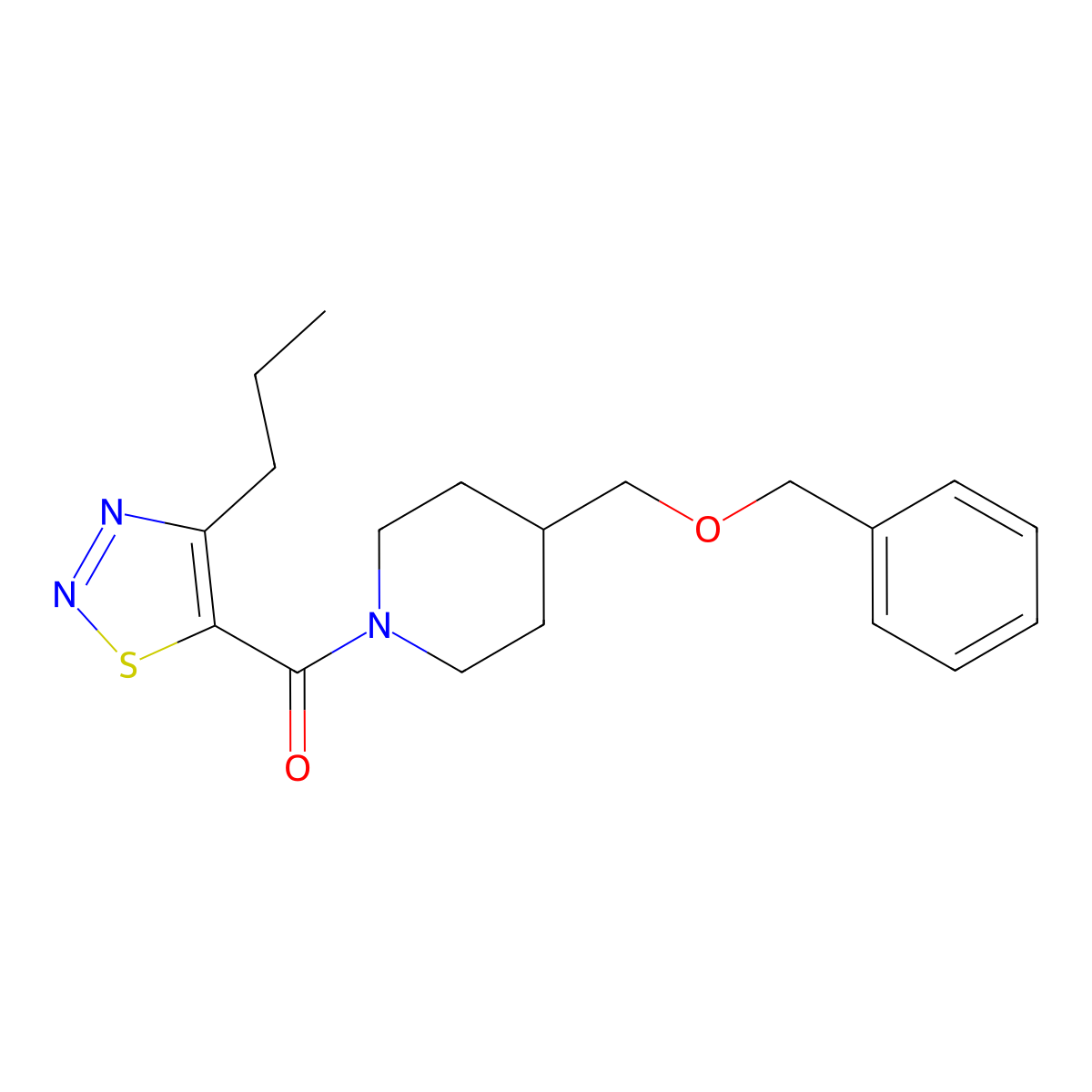 (4-((Benzyloxy)methyl)piperidin-1-yl)(4-propyl-1,2,3-thiadiazol-5-yl)methanone molecular structure, CAS 1226432-43-4