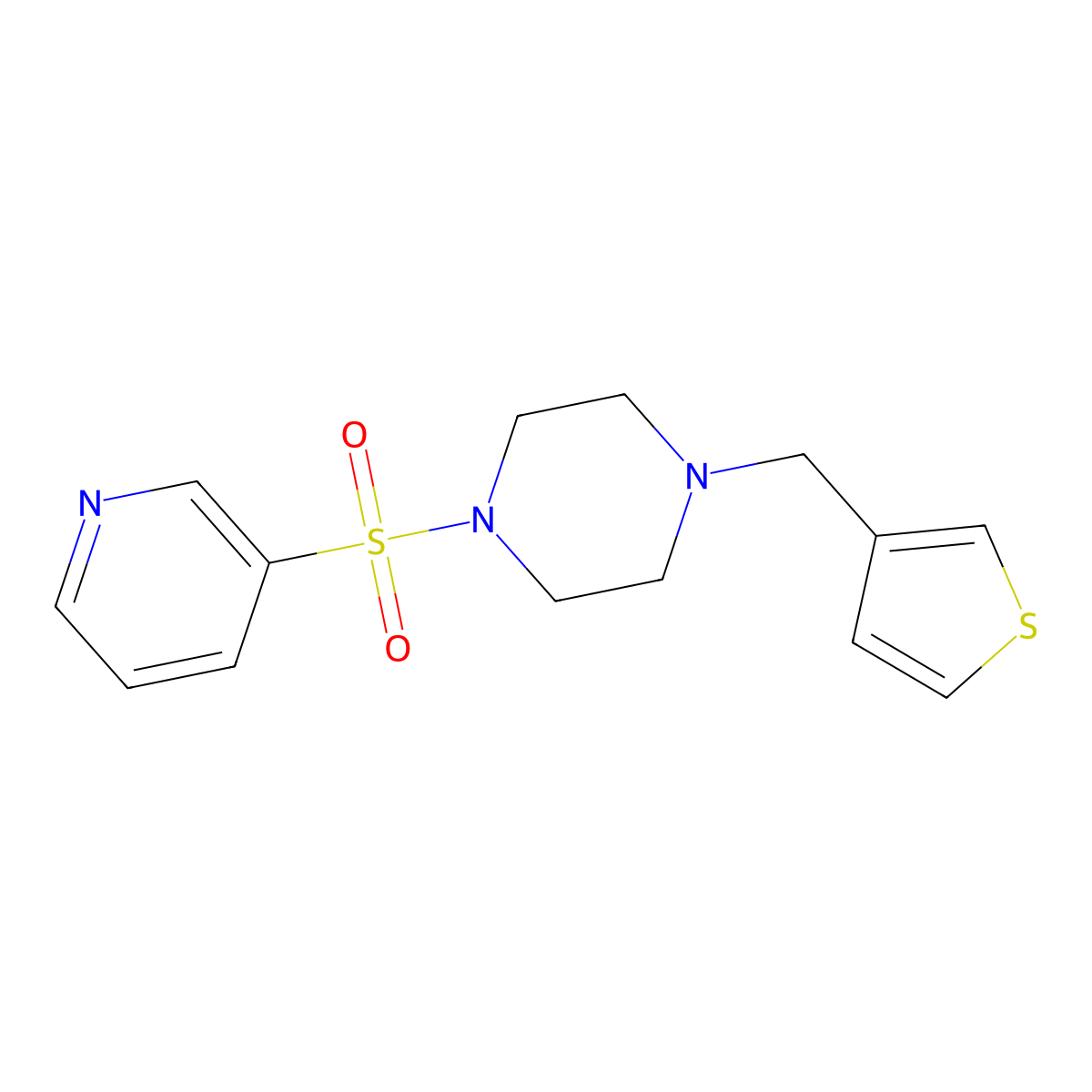 1-(Pyridin-3-ylsulfonyl)-4-(thiophen-3-ylmethyl)piperazine molecular structure, CAS 1226432-44-5