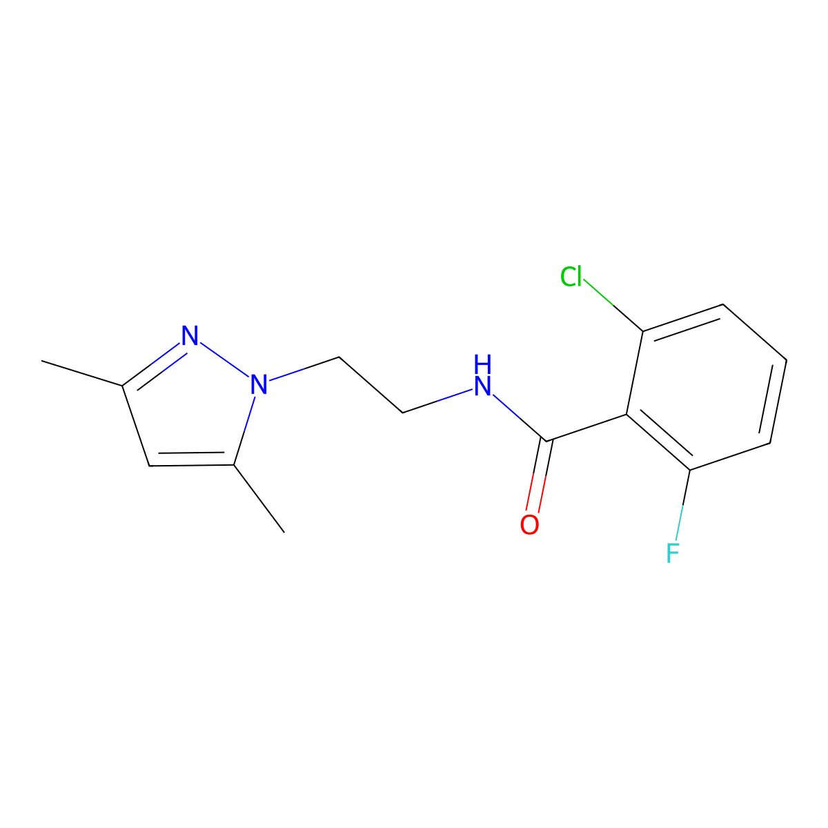 2-chloro-N-[2-(3,5-dimethyl-1H-pyrazol-1-yl)ethyl]-6-fluorobenzamide molecular structure, CAS 1226432-48-9