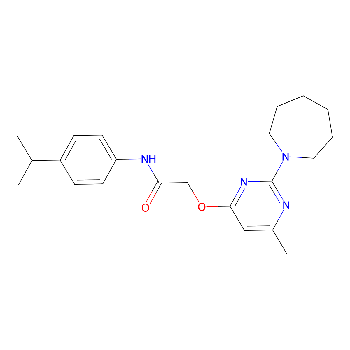 2-{[2-(azepan-1-yl)-6-methylpyrimidin-4-yl]oxy}-N-[4-(propan-2-yl)phenyl]acetamide molecular structure, CAS 1226432-58-1