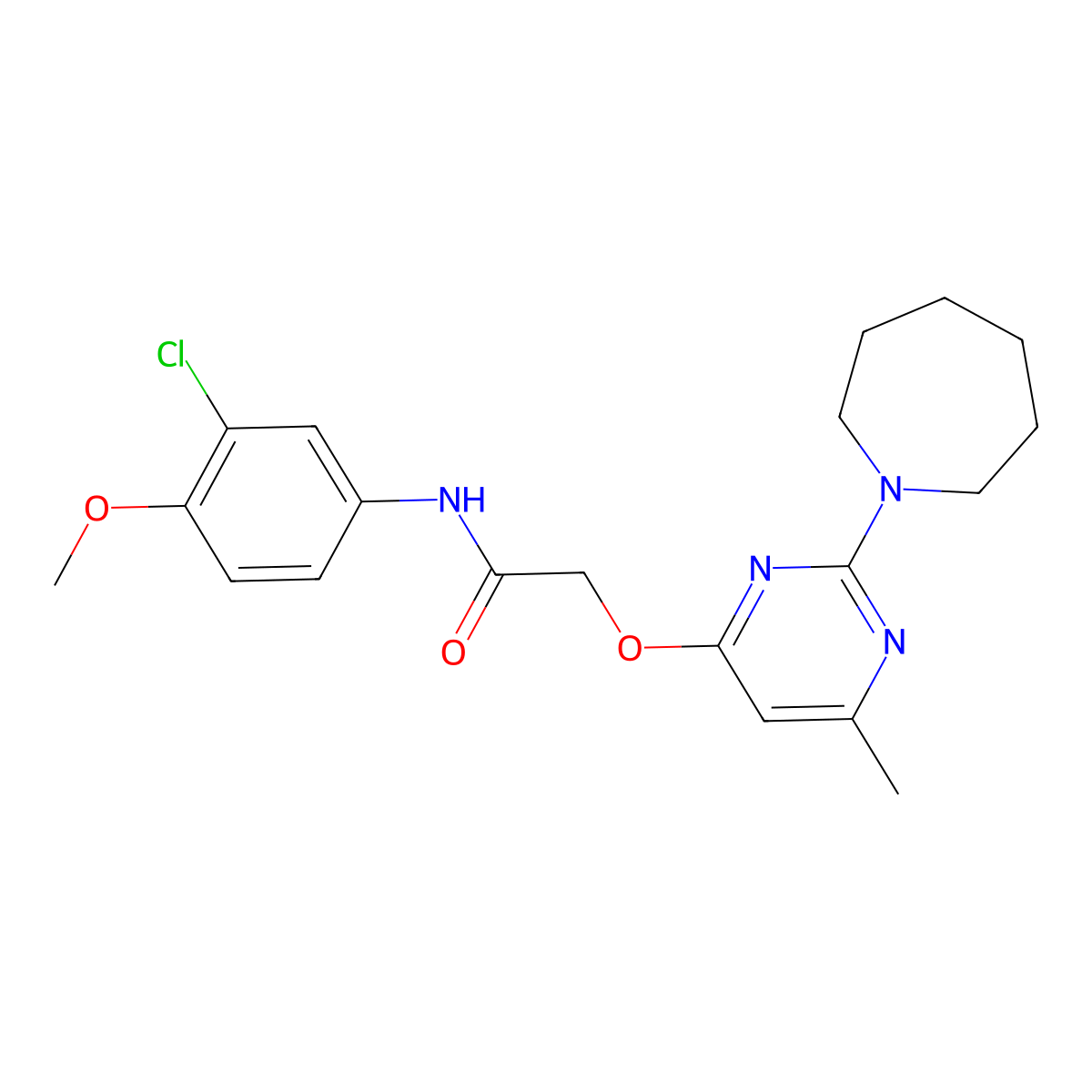 2-{[2-(azepan-1-yl)-6-methylpyrimidin-4-yl]oxy}-N-(3-chloro-4-methoxyphenyl)acetamide molecular structure, CAS 1226432-62-7