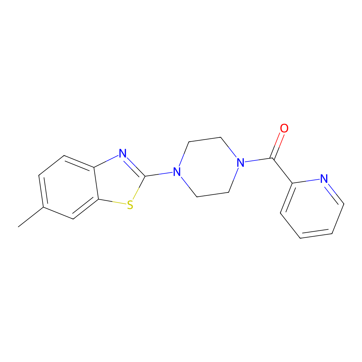 (4-(6-Methylbenzo[d]thiazol-2-yl)piperazin-1-yl)(pyridin-2-yl)methanone molecular structure, CAS 1226432-66-1