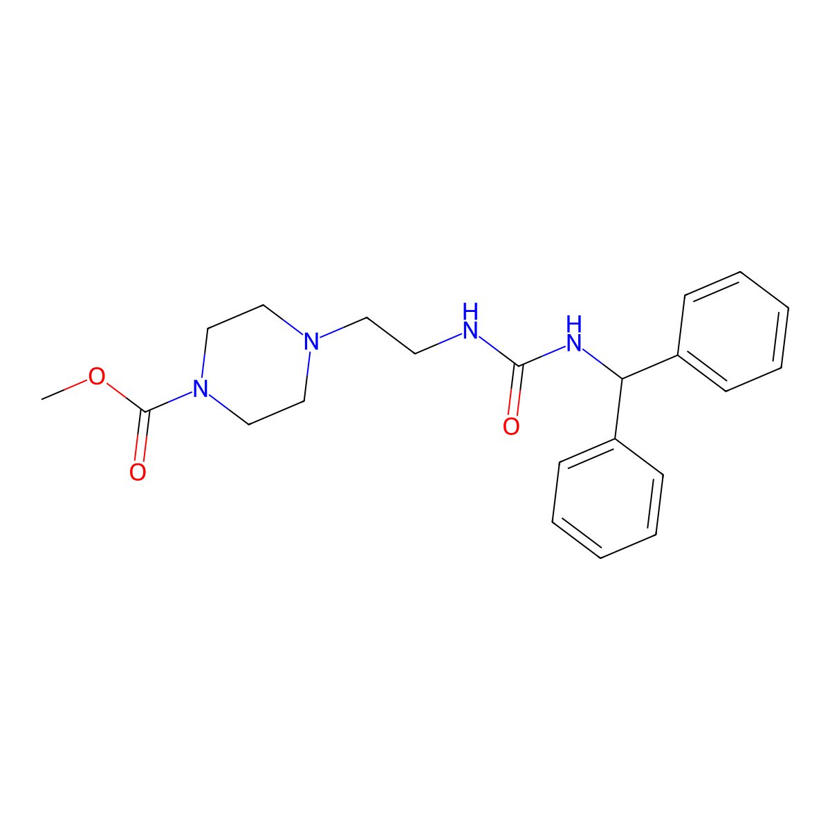 Methyl 4-(2-(3-benzhydrylureido)ethyl)piperazine-1-carboxylate molecular structure, CAS 1226432-74-1