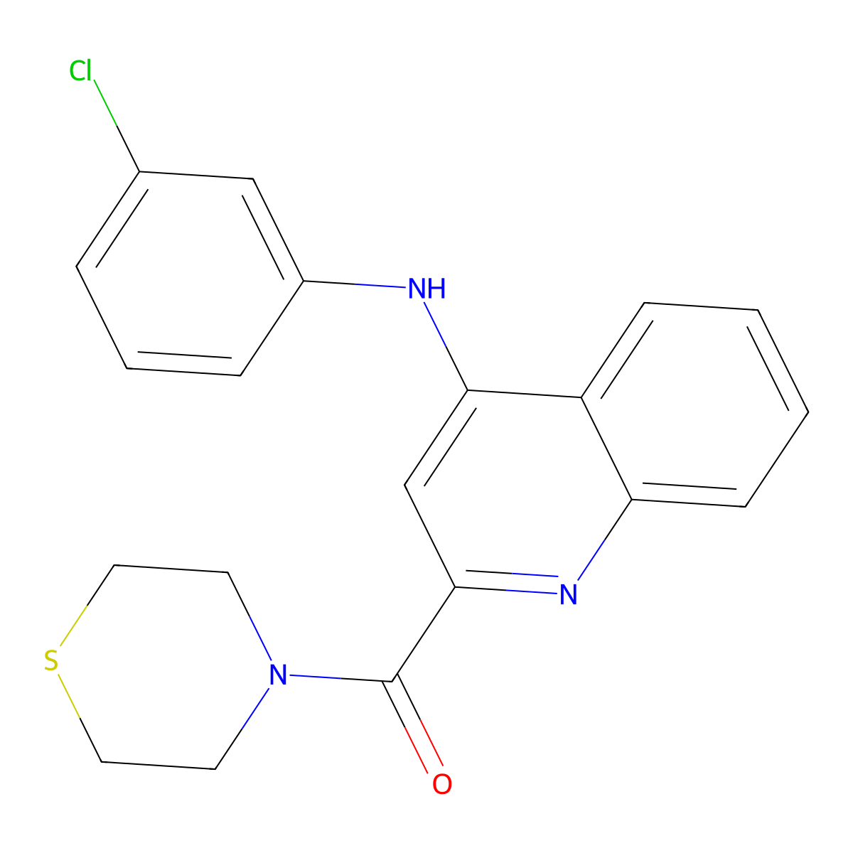 (4-((3-Chlorophenyl)amino)quinolin-2-yl)(thiomorpholino)methanone molecular structure, CAS 1226432-76-3