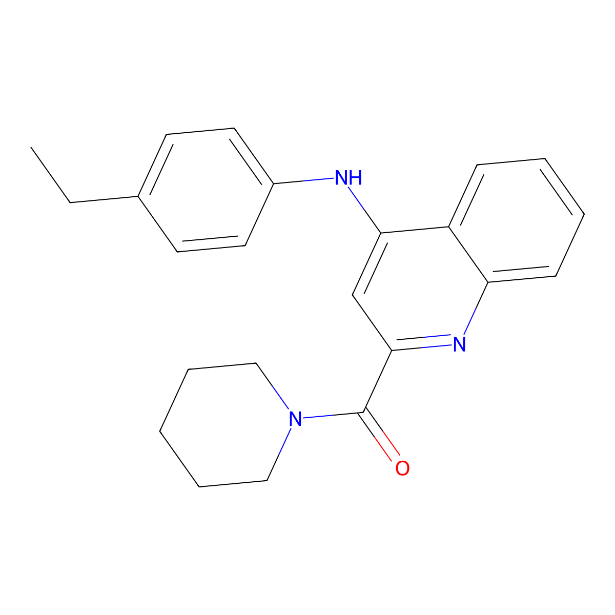 N-(4-ethylphenyl)-2-(piperidine-1-carbonyl)quinolin-4-amine molecular structure, CAS 1226432-85-4