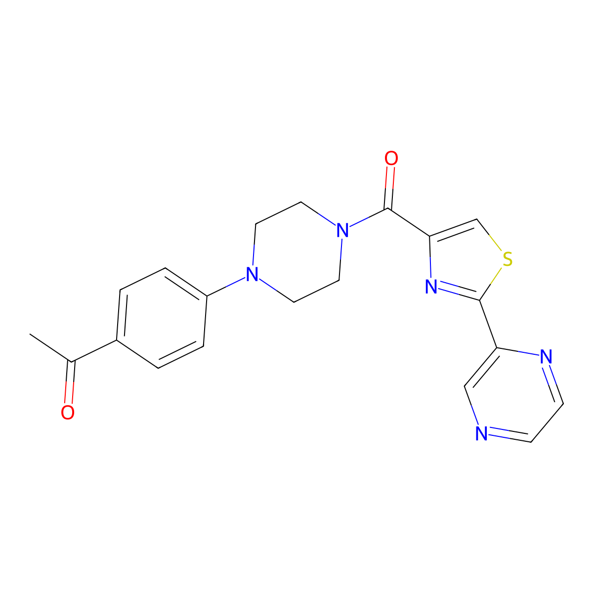 1-(4-(4-(2-(Pyrazin-2-yl)thiazole-4-carbonyl)piperazin-1-yl)phenyl)ethanone molecular structure, CAS 1226432-89-8