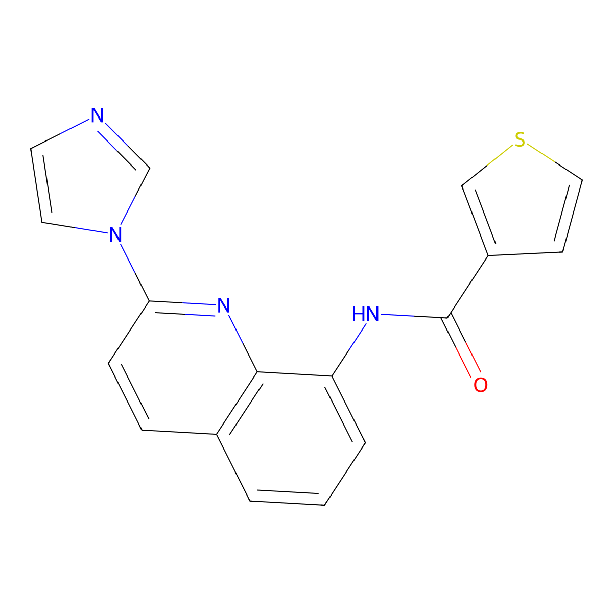 N-[2-(1H-imidazol-1-yl)quinolin-8-yl]thiophene-3-carboxamide molecular structure, CAS 1226432-98-9