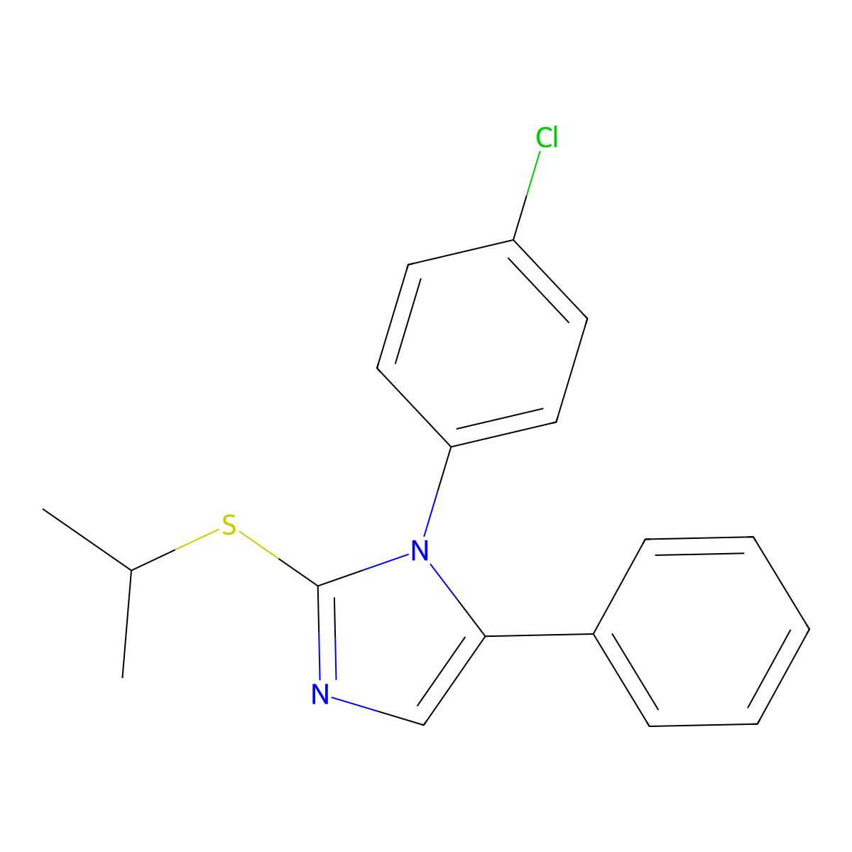 1-(4-chlorophenyl)-2-(isopropylthio)-5-phenyl-1H-imidazole molecular structure, CAS 1226433-03-9