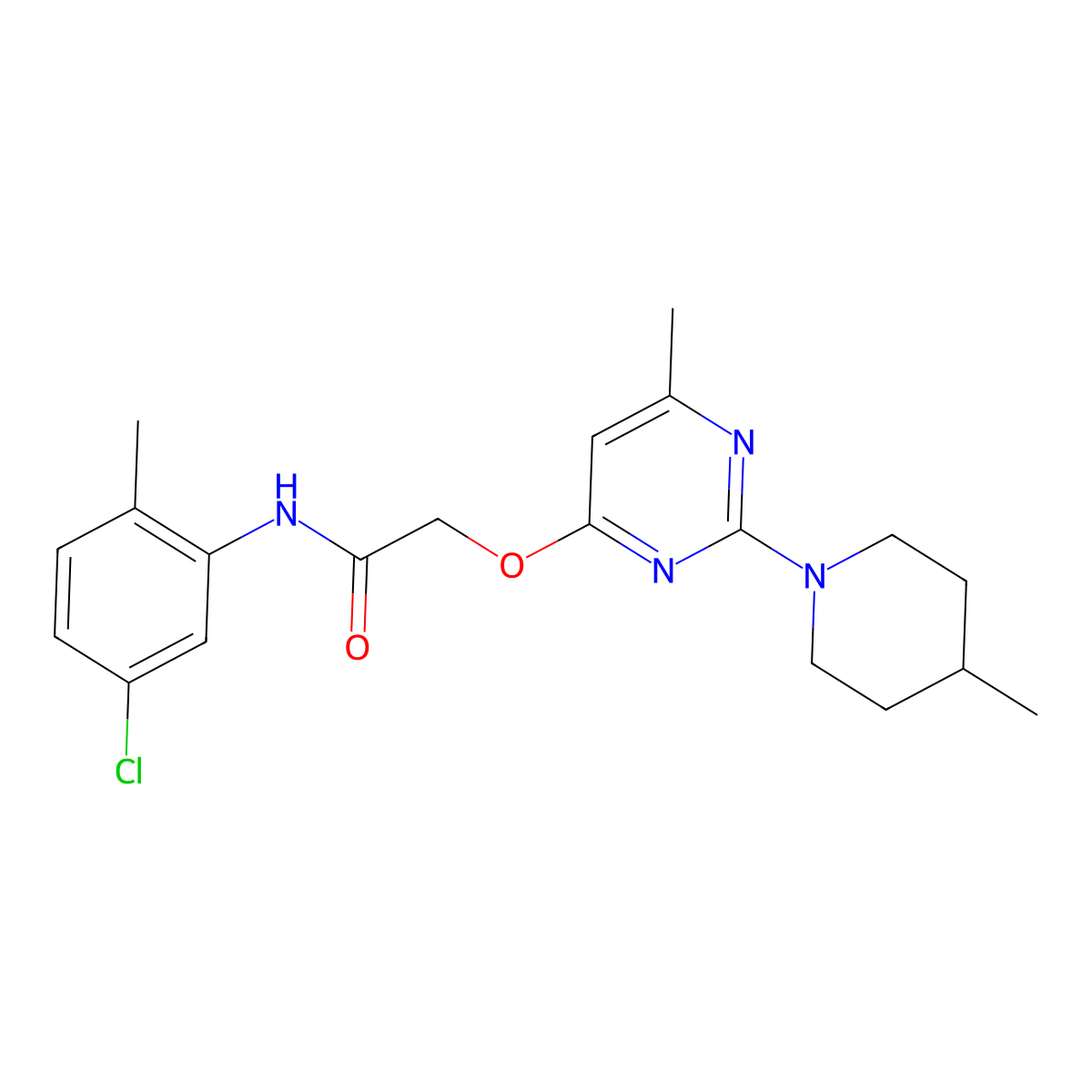 N-(5-chloro-2-methylphenyl)-2-{[6-methyl-2-(4-methylpiperidin-1-yl)pyrimidin-4-yl]oxy}acetamide molecular structure, CAS 1226433-07-3
