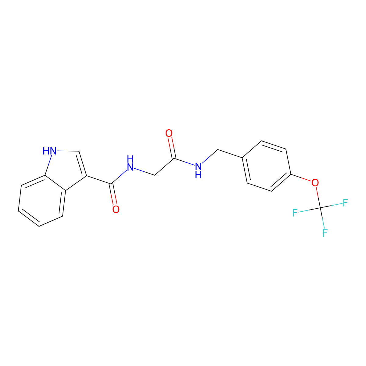 N-(2-oxo-2-((4-(trifluoromethoxy)benzyl)amino)ethyl)-1H-indole-3-carboxamide molecular structure, CAS 1226433-14-2