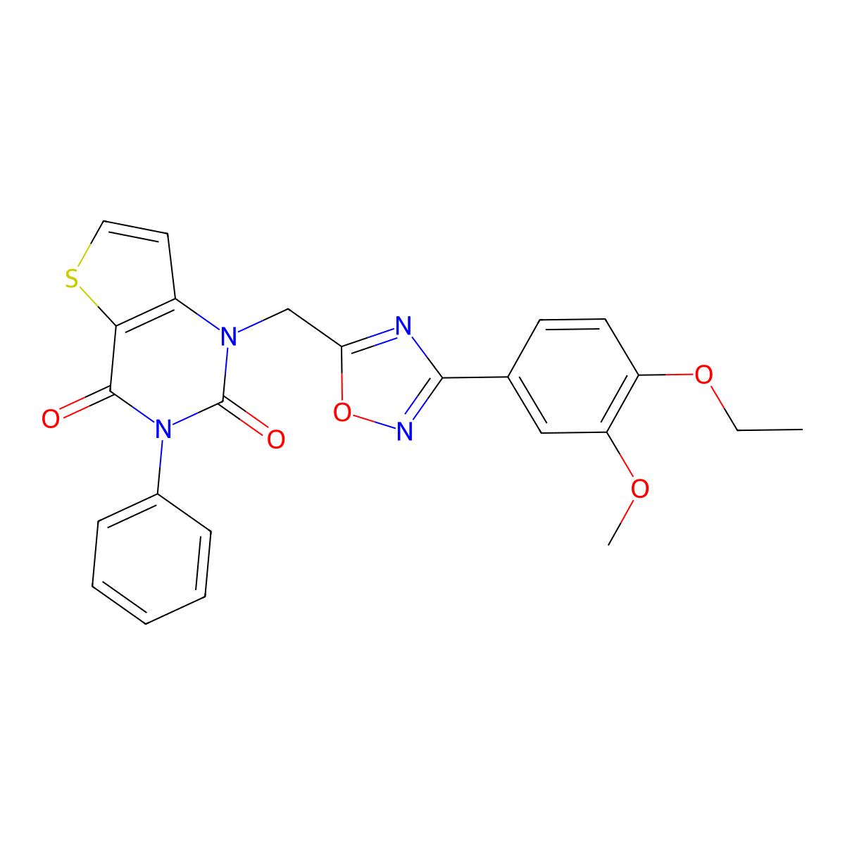 1-{[3-(4-ethoxy-3-methoxyphenyl)-1,2,4-oxadiazol-5-yl]methyl}-3-phenyl-1H,2H,3H,4H-thieno[3,2-d]pyrimidine-2,4-dione molecular structure, CAS 1226433-16-4