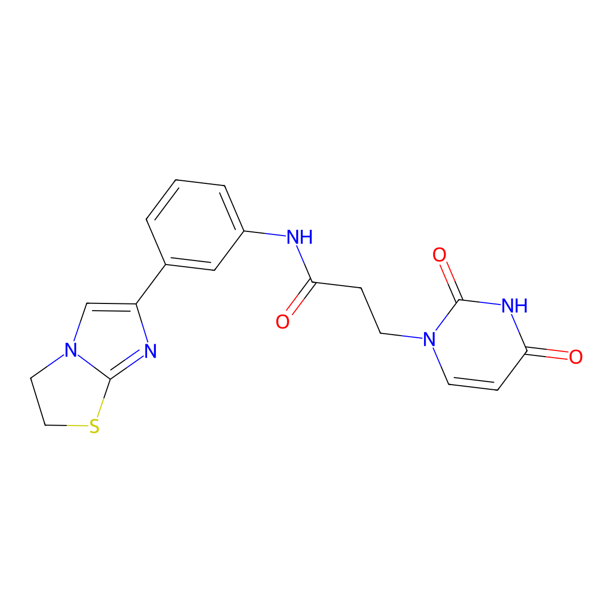 N-(3-(2,3-dihydroimidazo[2,1-b]thiazol-6-yl)phenyl)-3-(2,4-dioxo-3,4-dihydropyrimidin-1(2H)-yl)propanamide molecular structure, CAS 1226433-17-5