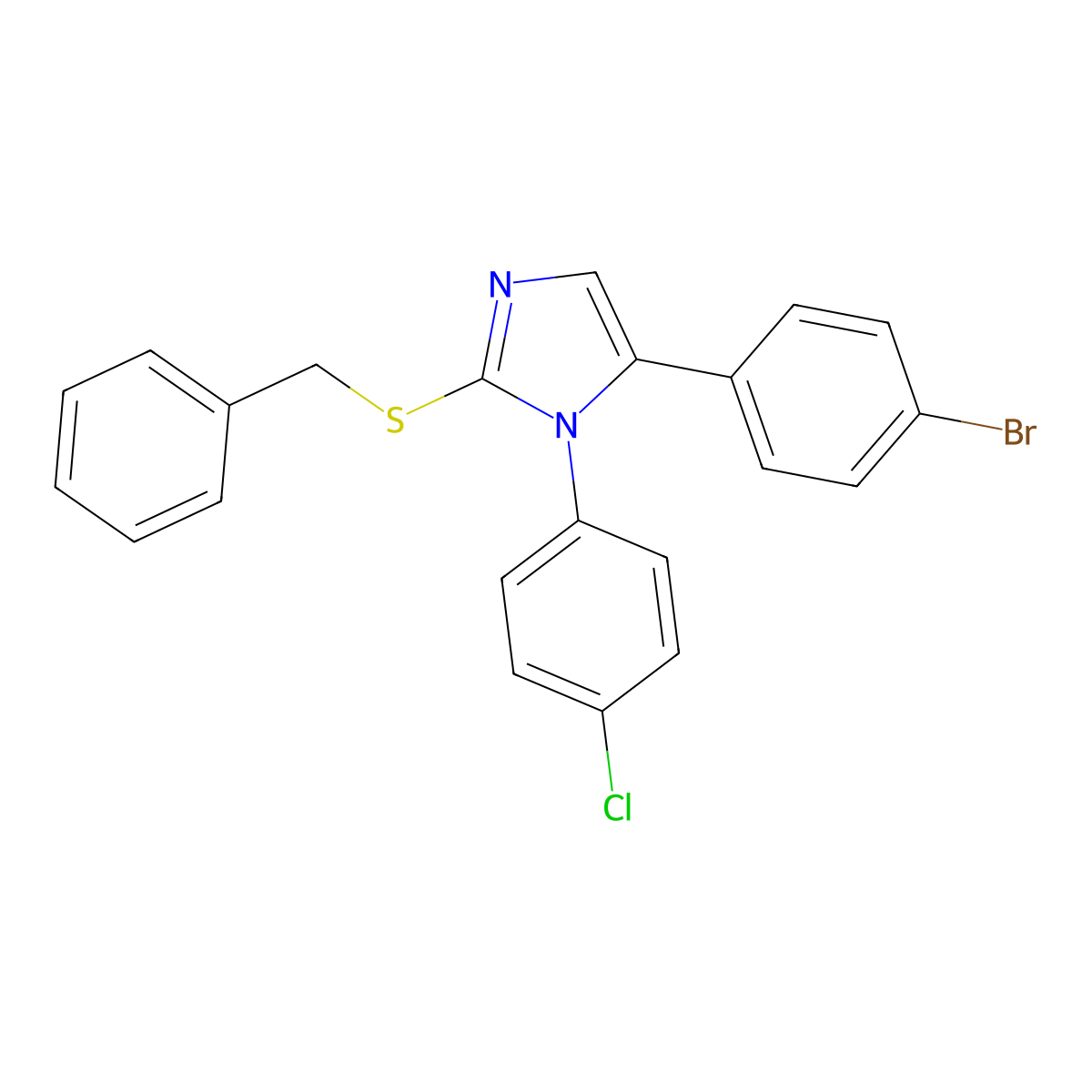2-(benzylthio)-5-(4-bromophenyl)-1-(4-chlorophenyl)-1H-imidazole molecular structure, CAS 1226433-21-1