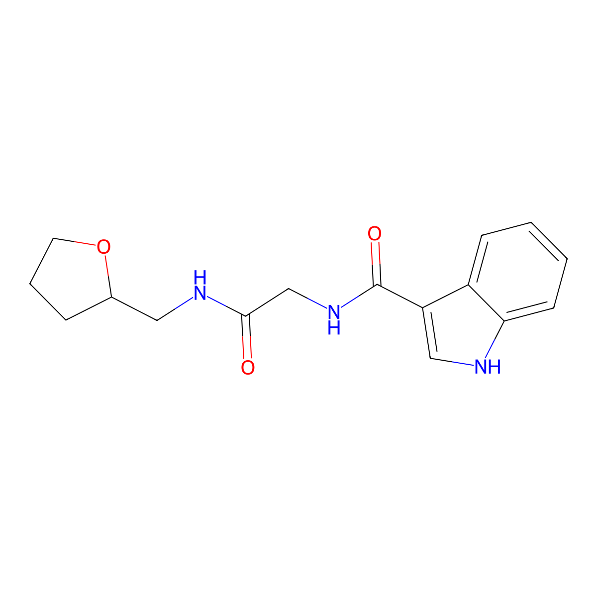 N-(2-oxo-2-(((tetrahydrofuran-2-yl)methyl)amino)ethyl)-1H-indole-3-carboxamide molecular structure, CAS 1226433-24-4