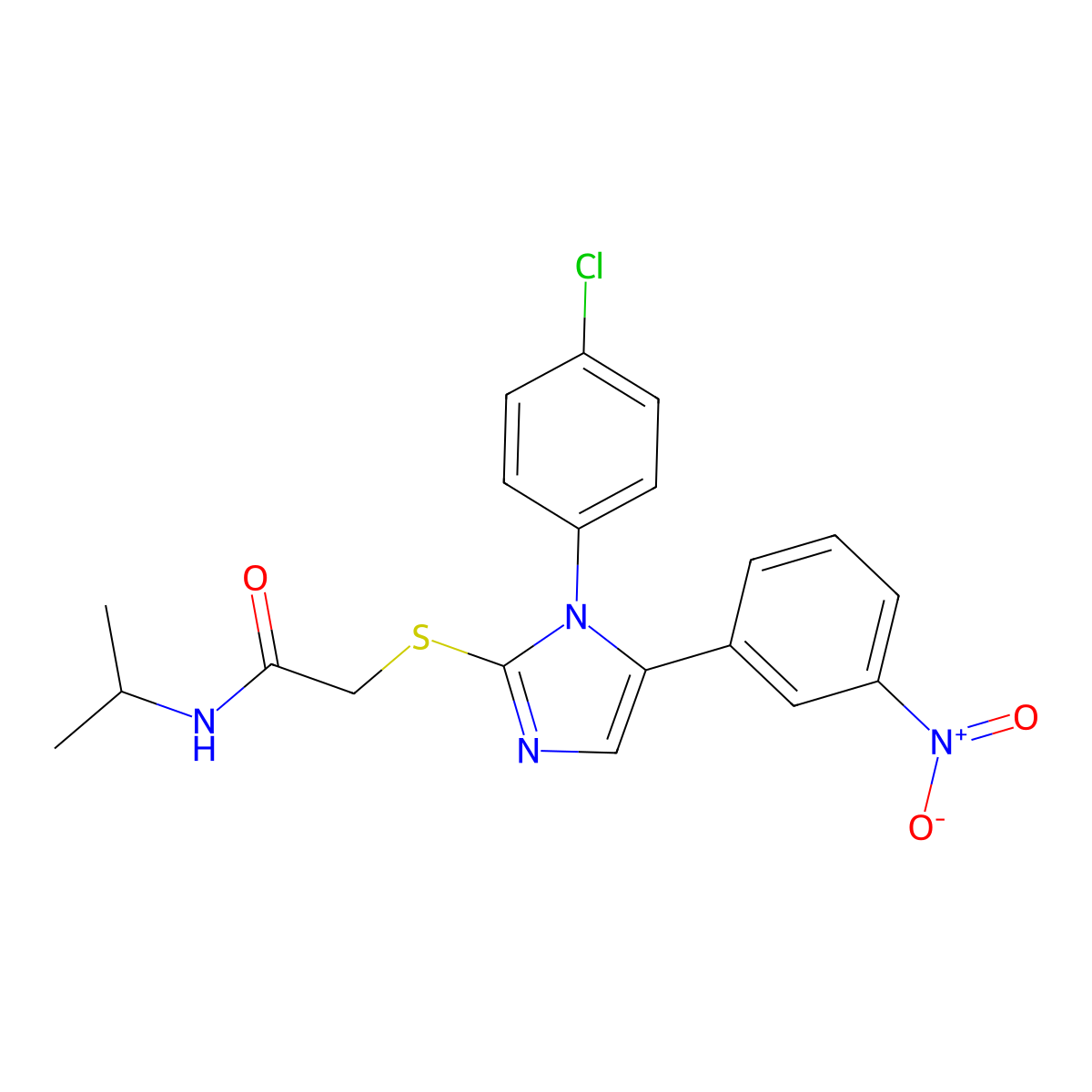 2-((1-(4-chlorophenyl)-5-(3-nitrophenyl)-1H-imidazol-2-yl)thio)-N-isopropylacetamide molecular structure, CAS 1226433-32-4