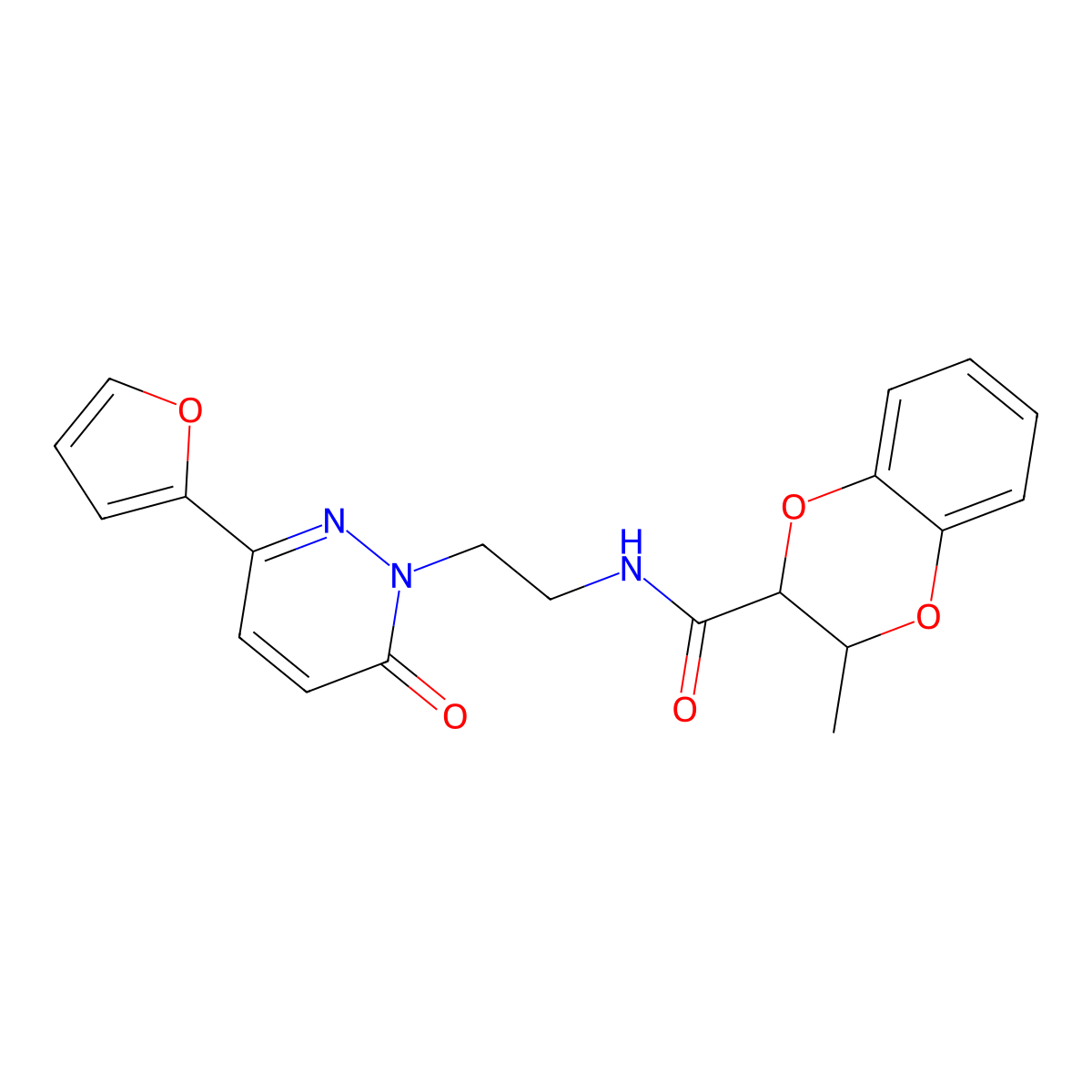 N-(2-(3-(furan-2-yl)-6-oxopyridazin-1(6H)-yl)ethyl)-3-methyl-2,3-dihydrobenzo[b][1,4]dioxine-2-carboxamide molecular structure, CAS 1226433-33-5