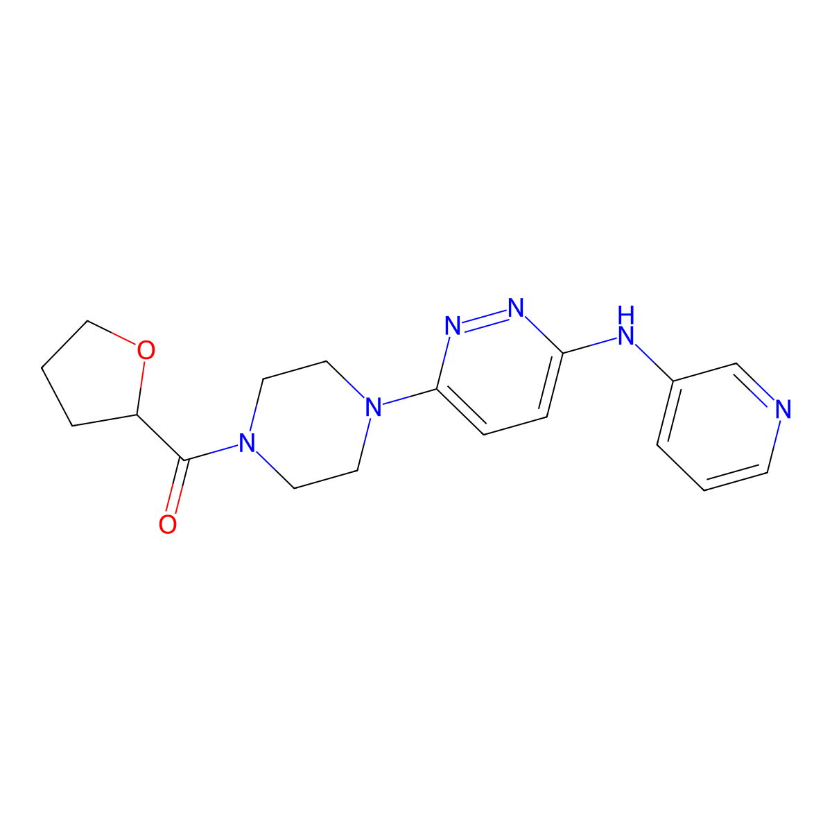 (4-(6-(Pyridin-3-ylamino)pyridazin-3-yl)piperazin-1-yl)(tetrahydrofuran-2-yl)methanone molecular structure, CAS 1226433-37-9
