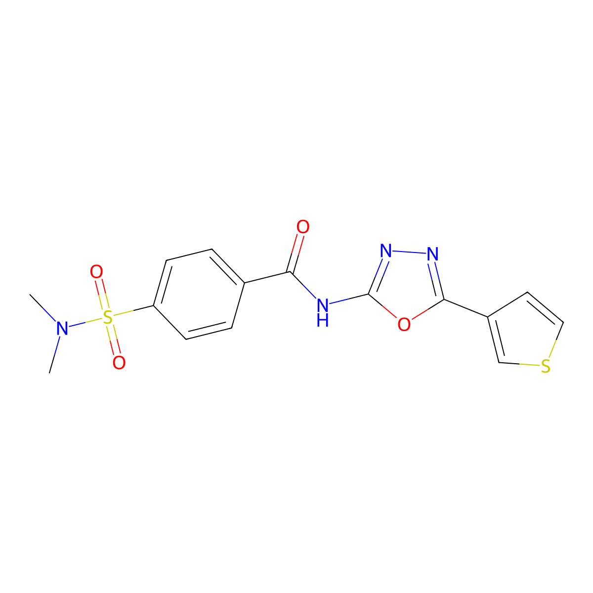 4-(N,N-dimethylsulfamoyl)-N-(5-(thiophen-3-yl)-1,3,4-oxadiazol-2-yl)benzamide molecular structure, CAS 1226433-40-4