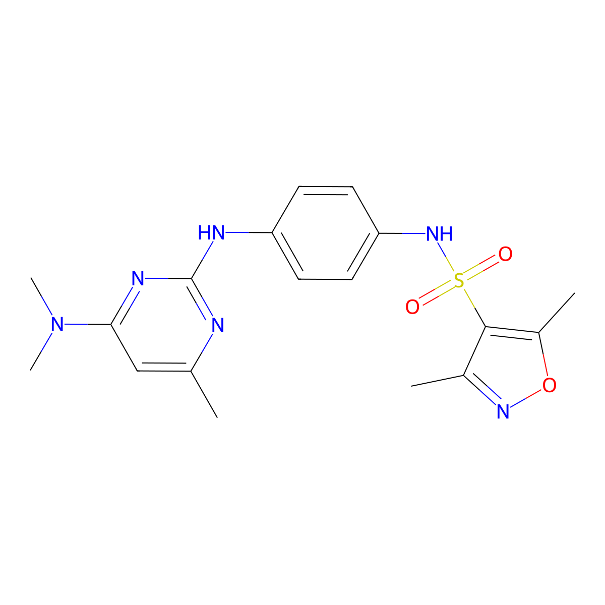 N-(4-((4-(dimethylamino)-6-methylpyrimidin-2-yl)amino)phenyl)-3,5-dimethylisoxazole-4-sulfonamide molecular structure, CAS 1226433-47-1