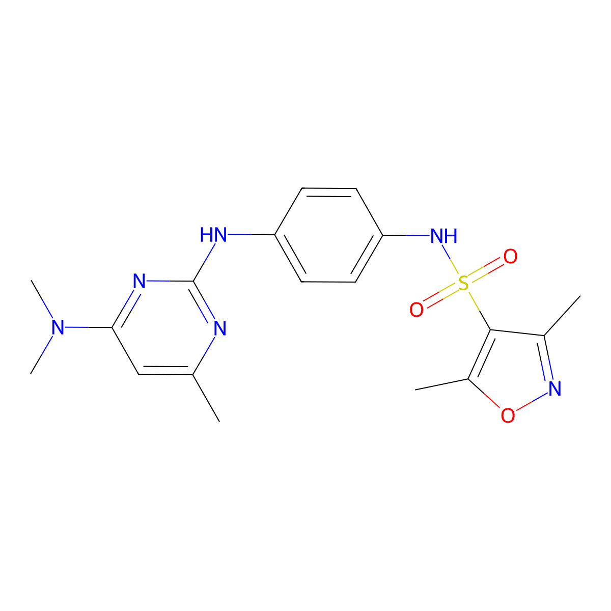 N-(4-((4-(dimethylamino)-6-methylpyrimidin-2-yl)amino)phenyl)-3,5-dimethylisoxazole-4-sulfonamide molecular structure, CAS 1226433-47-1