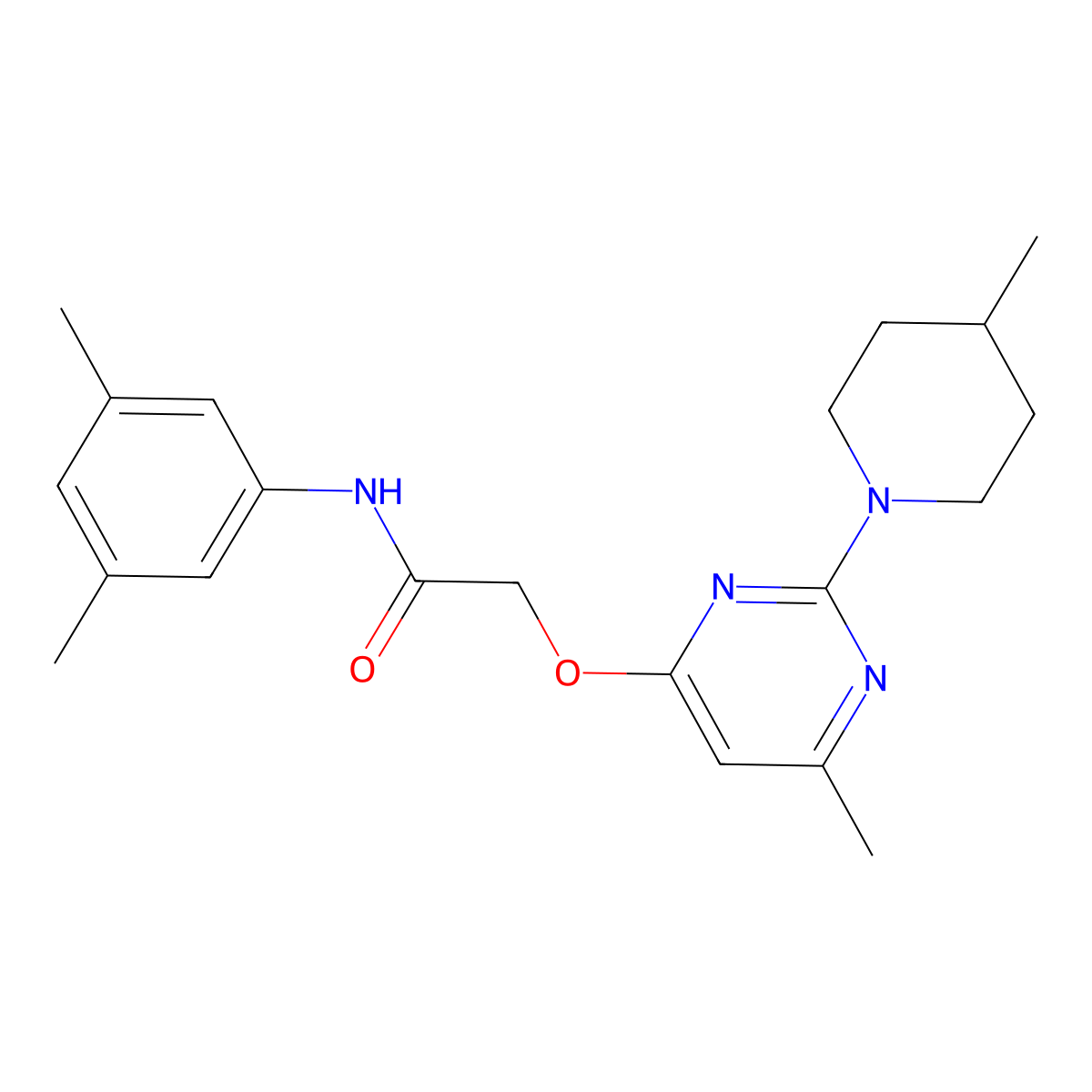 N-(3,5-dimethylphenyl)-2-{[6-methyl-2-(4-methylpiperidin-1-yl)pyrimidin-4-yl]oxy}acetamide molecular structure, CAS 1226433-48-2