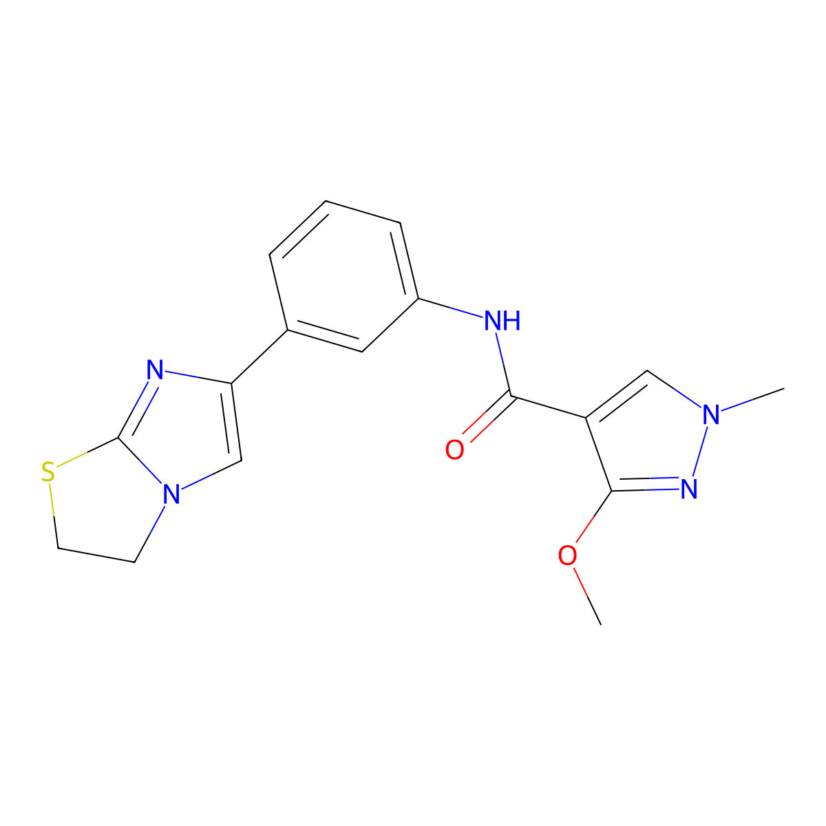N-(3-(2,3-dihydroimidazo[2,1-b]thiazol-6-yl)phenyl)-3-methoxy-1-methyl-1H-pyrazole-4-carboxamide molecular structure, CAS 1226433-51-7
