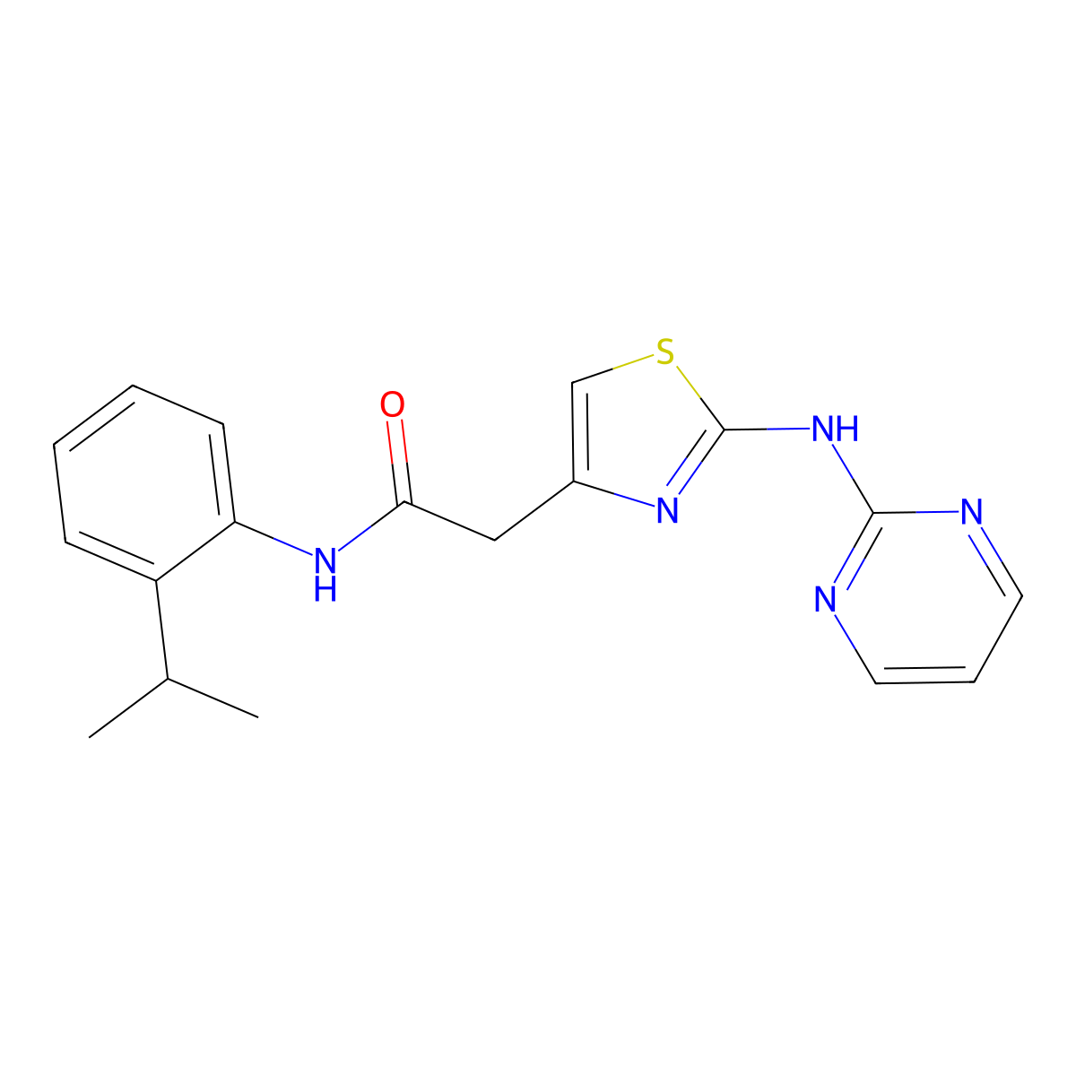 N-(2-isopropylphenyl)-2-(2-(pyrimidin-2-ylamino)thiazol-4-yl)acetamide molecular structure, CAS 1226433-56-2