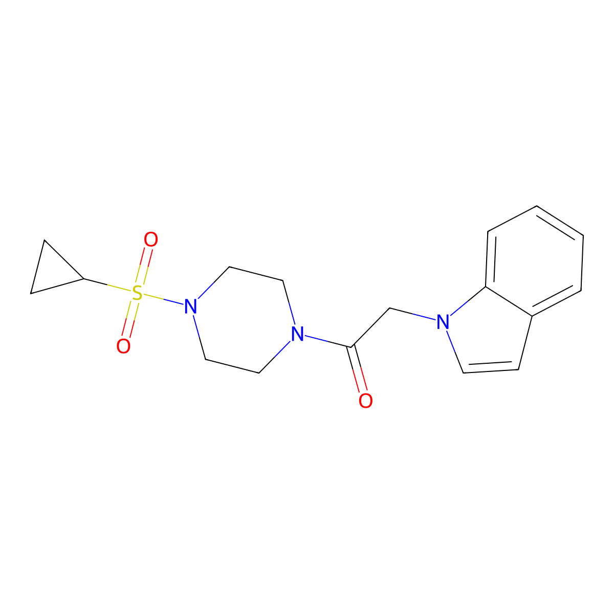 1-(4-(cyclopropylsulfonyl)piperazin-1-yl)-2-(1H-indol-1-yl)ethanone molecular structure, CAS 1226433-59-5
