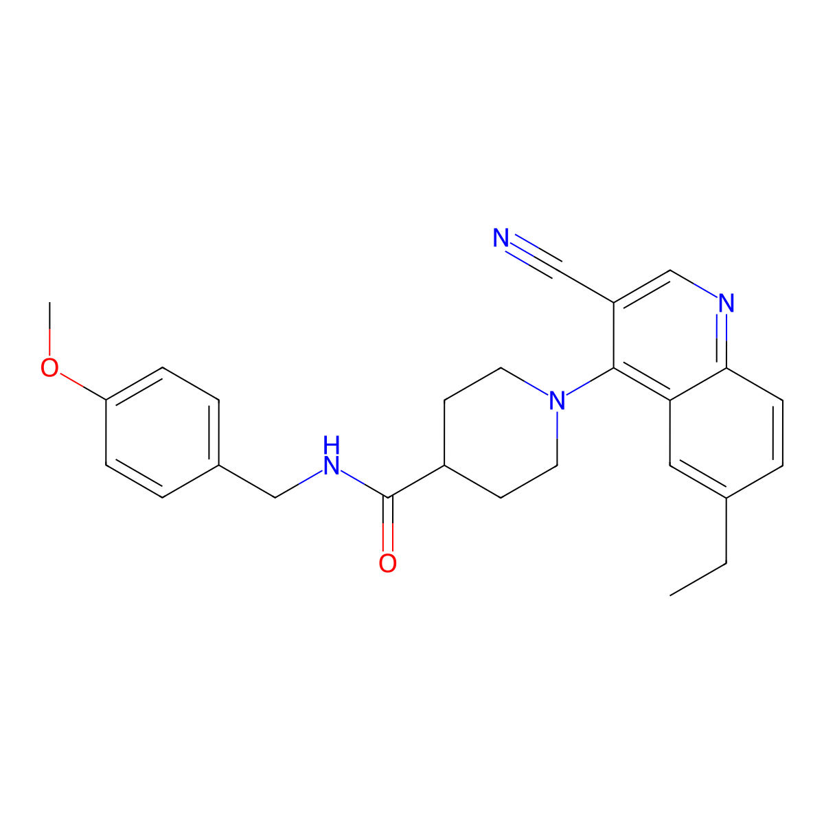 1-(3-cyano-6-ethylquinolin-4-yl)-N-[(4-methoxyphenyl)methyl]piperidine-4-carboxamide molecular structure, CAS 1226433-67-5