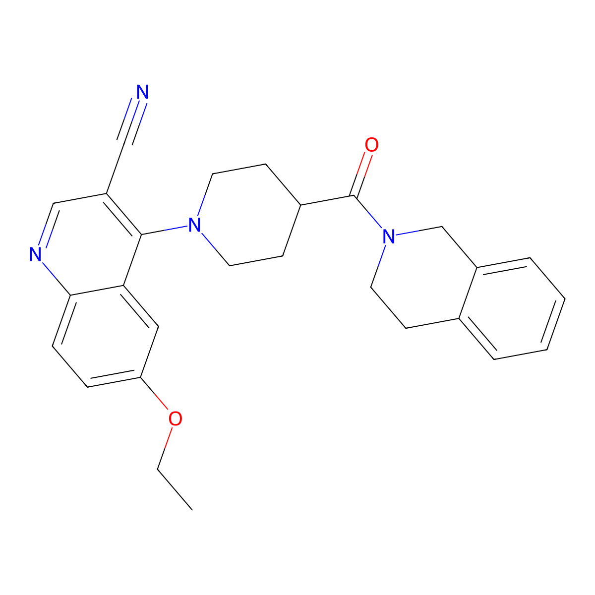 6-Ethoxy-4-[4-(1,2,3,4-tetrahydroisoquinoline-2-carbonyl)piperidin-1-yl]quinoline-3-carbonitrile molecular structure, CAS 1226433-77-7
