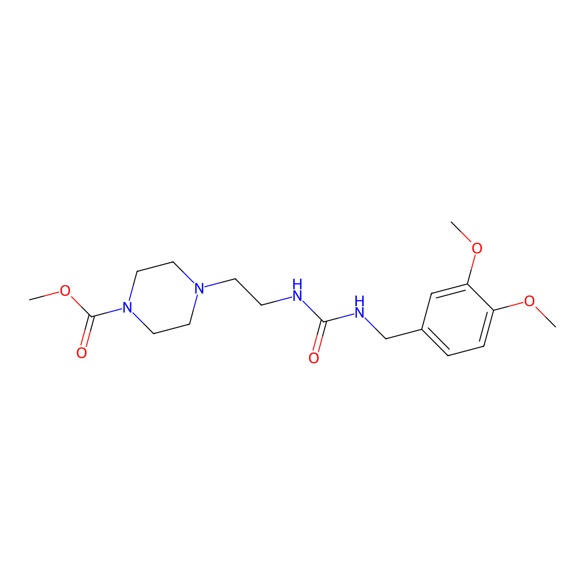 Methyl 4-(2-(3-(3,4-dimethoxybenzyl)ureido)ethyl)piperazine-1-carboxylate molecular structure, CAS 1226433-83-5