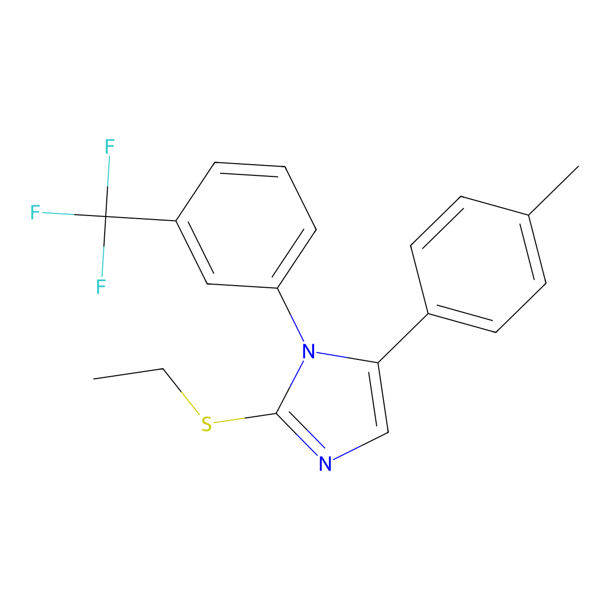 2-(ethylthio)-5-(p-tolyl)-1-(3-(trifluoromethyl)phenyl)-1H-imidazole molecular structure, CAS 1226433-86-8