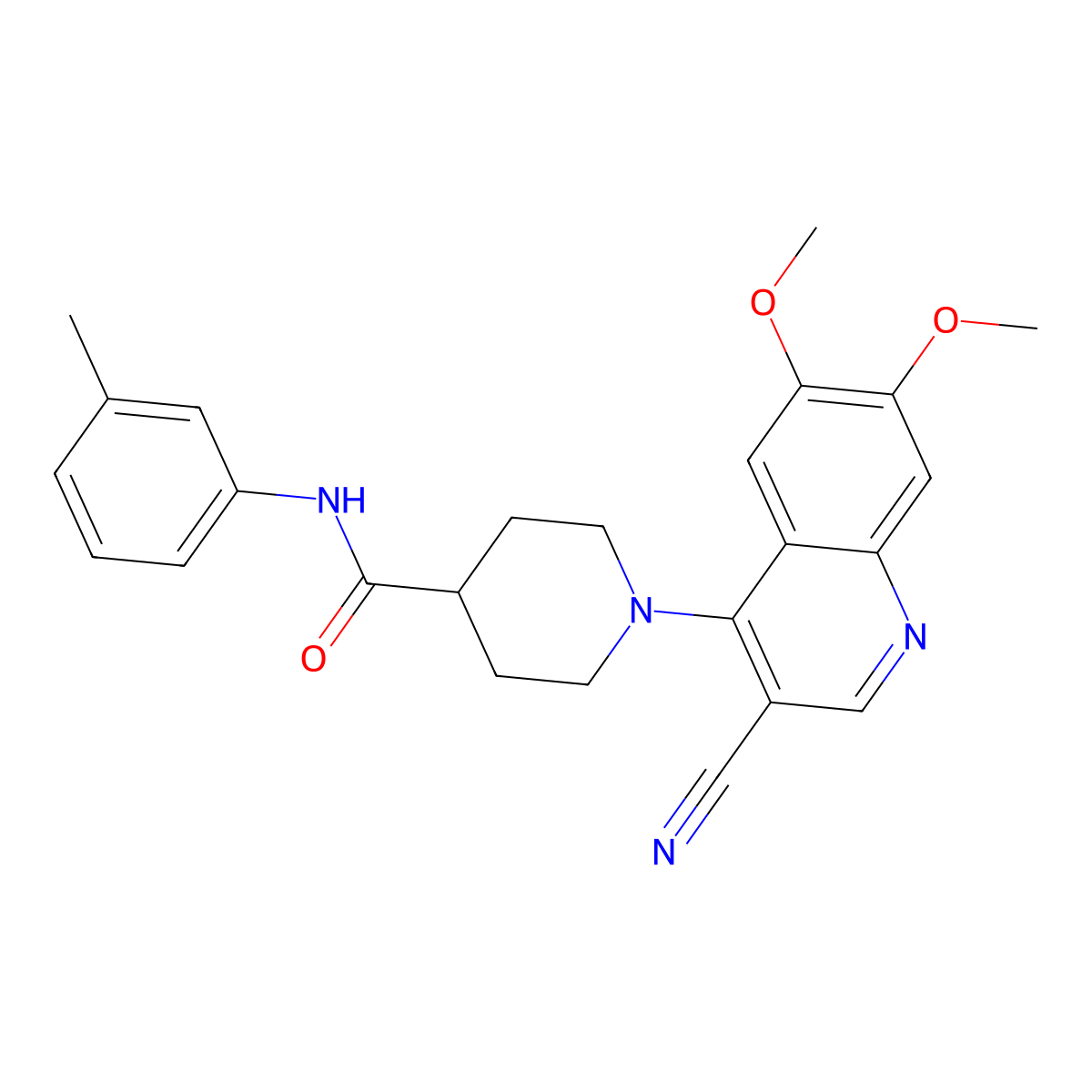 1-(3-cyano-6,7-dimethoxyquinolin-4-yl)-N-(3-methylphenyl)piperidine-4-carboxamide molecular structure, CAS 1226433-88-0