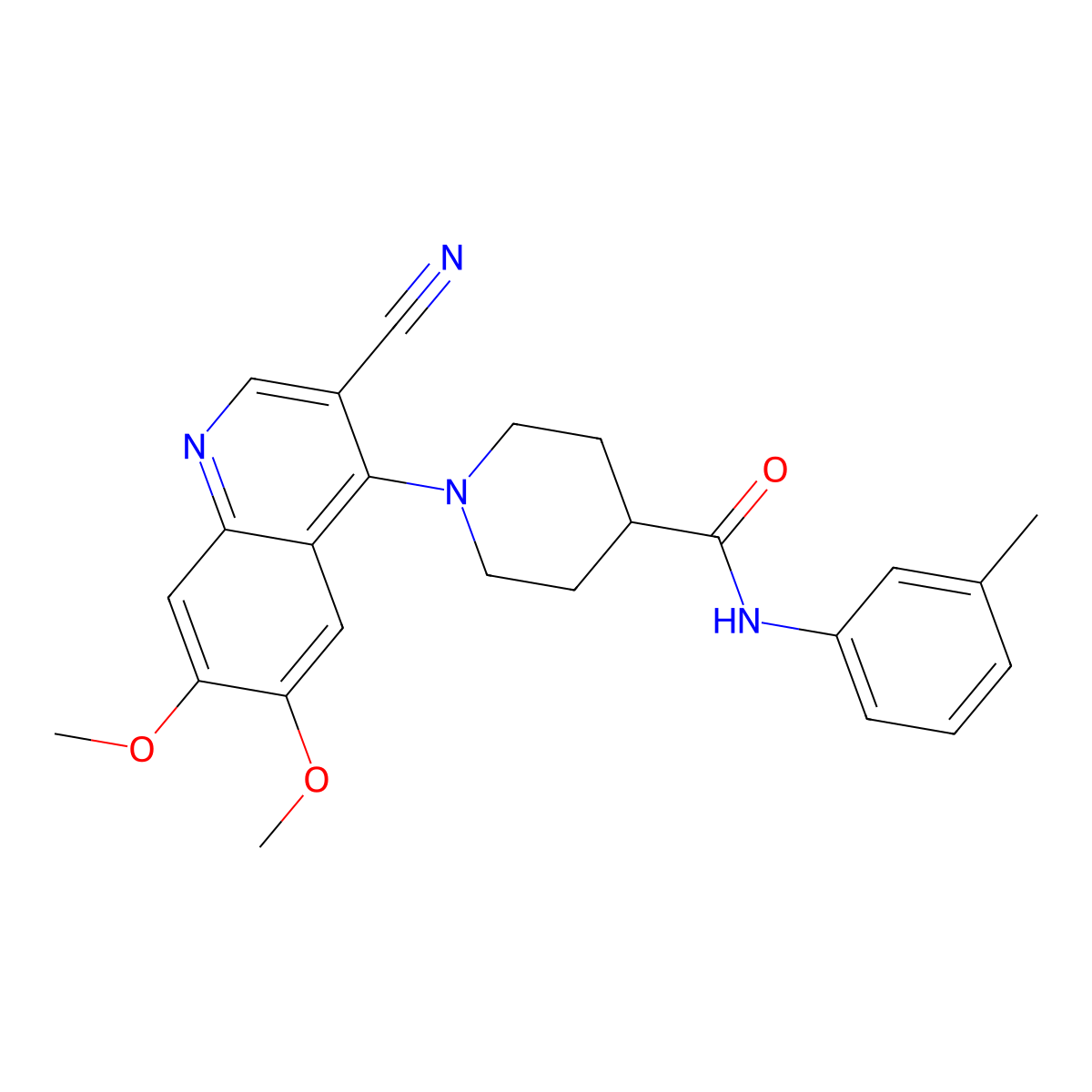 1-(3-cyano-6,7-dimethoxyquinolin-4-yl)-N-(3-methylphenyl)piperidine-4-carboxamide molecular structure, CAS 1226433-88-0