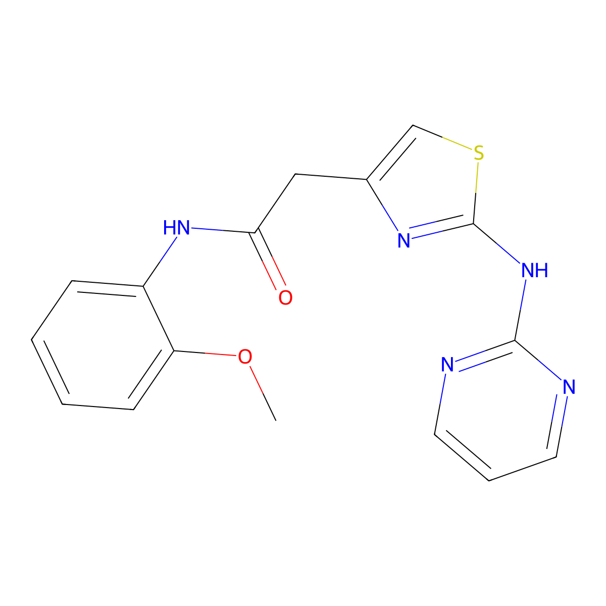 N-(2-methoxyphenyl)-2-(2-(pyrimidin-2-ylamino)thiazol-4-yl)acetamide molecular structure, CAS 1226433-90-4