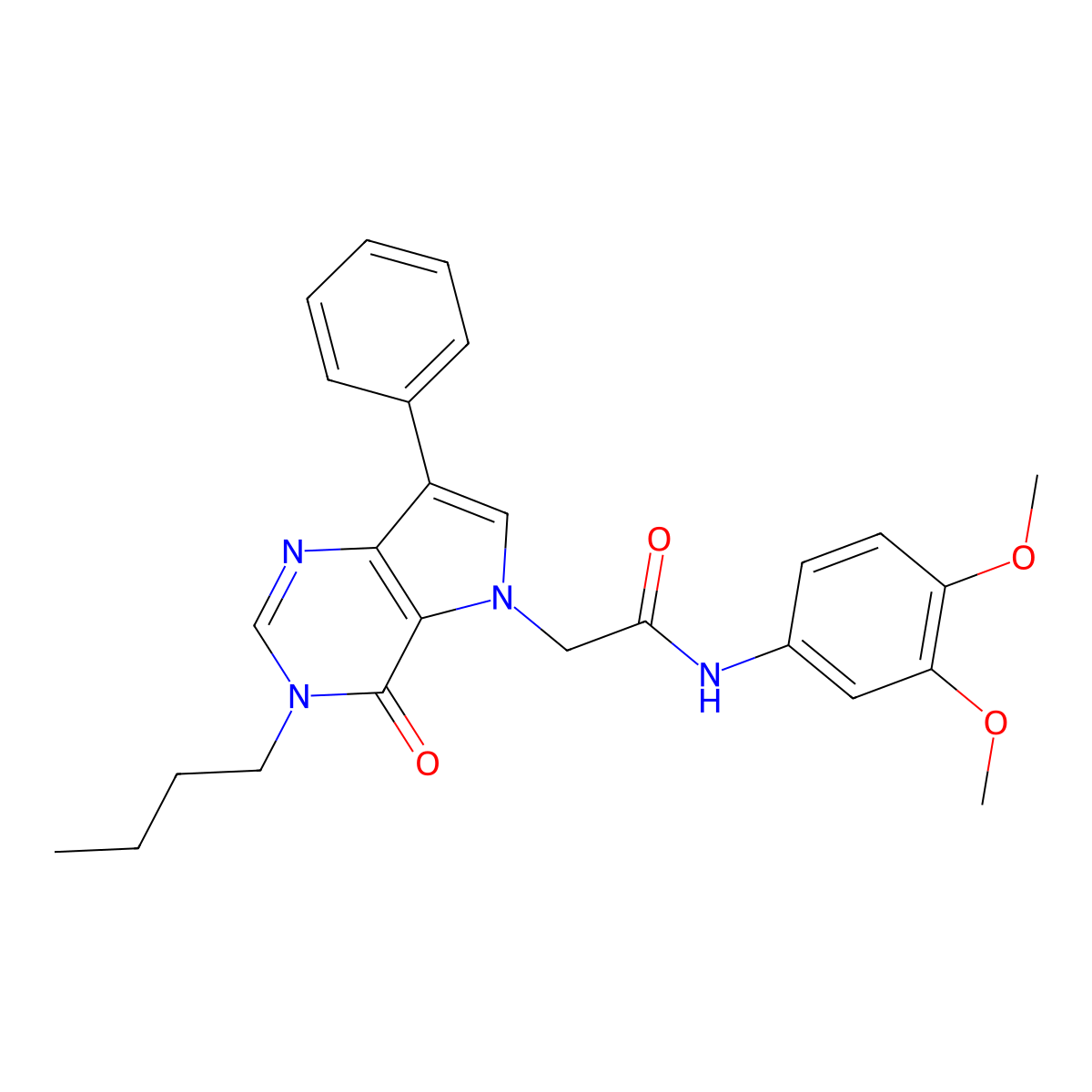 2-(3-butyl-4-oxo-7-phenyl-3,4-dihydro-5H-pyrrolo[3,2-d]pyrimidin-5-yl)-N-(3,4-dimethoxyphenyl)acetamide molecular structure, CAS 1226433-94-8