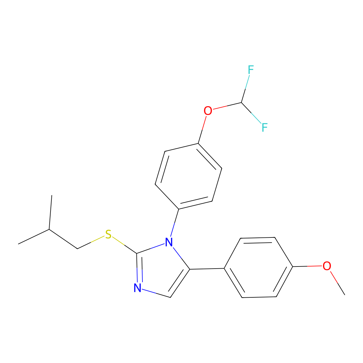 1-(4-(difluoromethoxy)phenyl)-2-(isobutylthio)-5-(4-methoxyphenyl)-1H-imidazole molecular structure, CAS 1226433-97-1