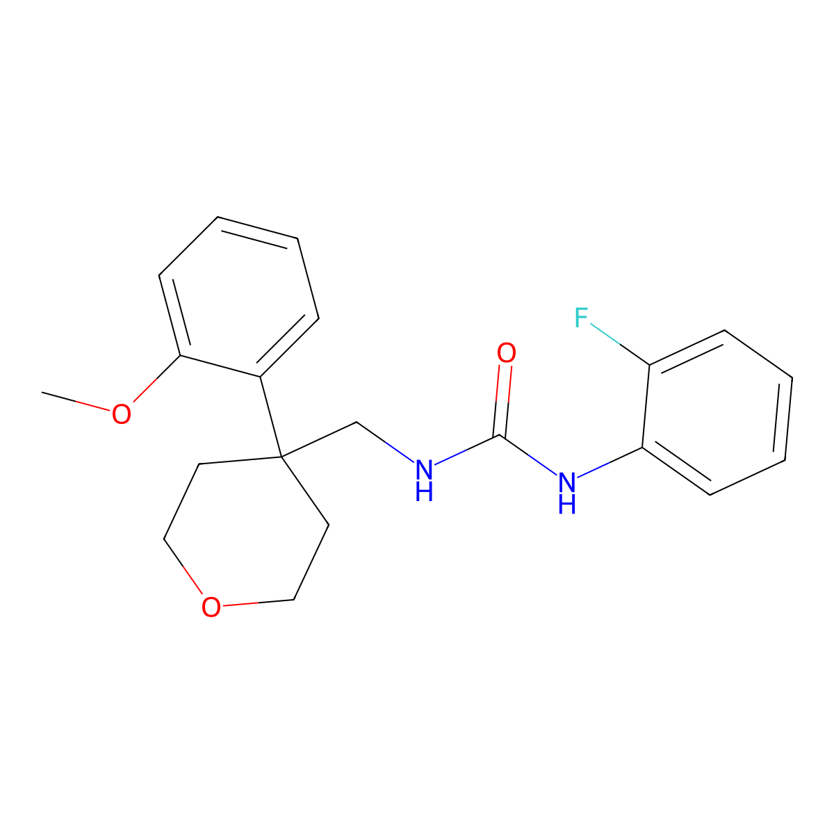 1-(2-fluorophenyl)-3-((4-(2-methoxyphenyl)tetrahydro-2H-pyran-4-yl)methyl)urea molecular structure, CAS 1226433-98-2