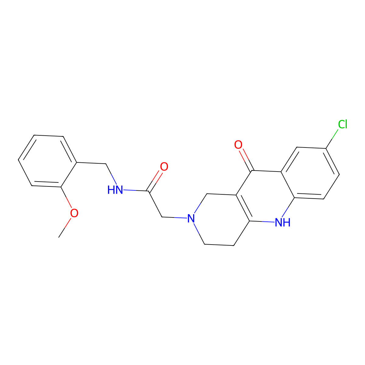 2-(8-chloro-10-oxo-3,4-dihydrobenzo[b][1,6]naphthyridin-2(1H,5H,10H)-yl)-N-(2-methoxybenzyl)acetamide molecular structure, CAS 1226434-04-3