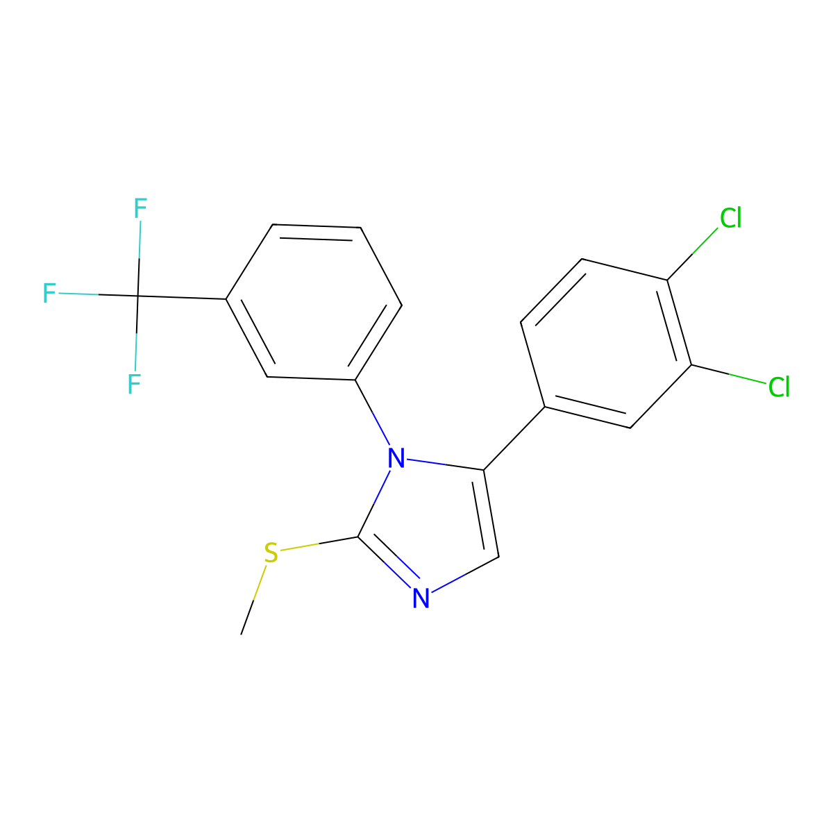 5-(3,4-dichlorophenyl)-2-(methylthio)-1-(3-(trifluoromethyl)phenyl)-1H-imidazole molecular structure, CAS 1226434-08-7