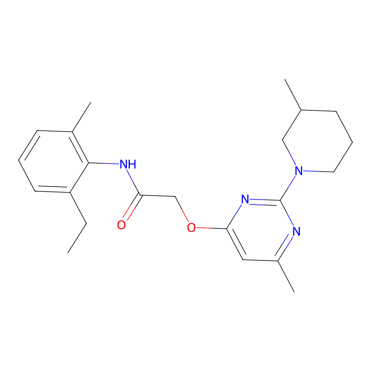 N-(2-ethyl-6-methylphenyl)-2-{[6-methyl-2-(3-methylpiperidin-1-yl)pyrimidin-4-yl]oxy}acetamide molecular structure, CAS 1226434-10-1