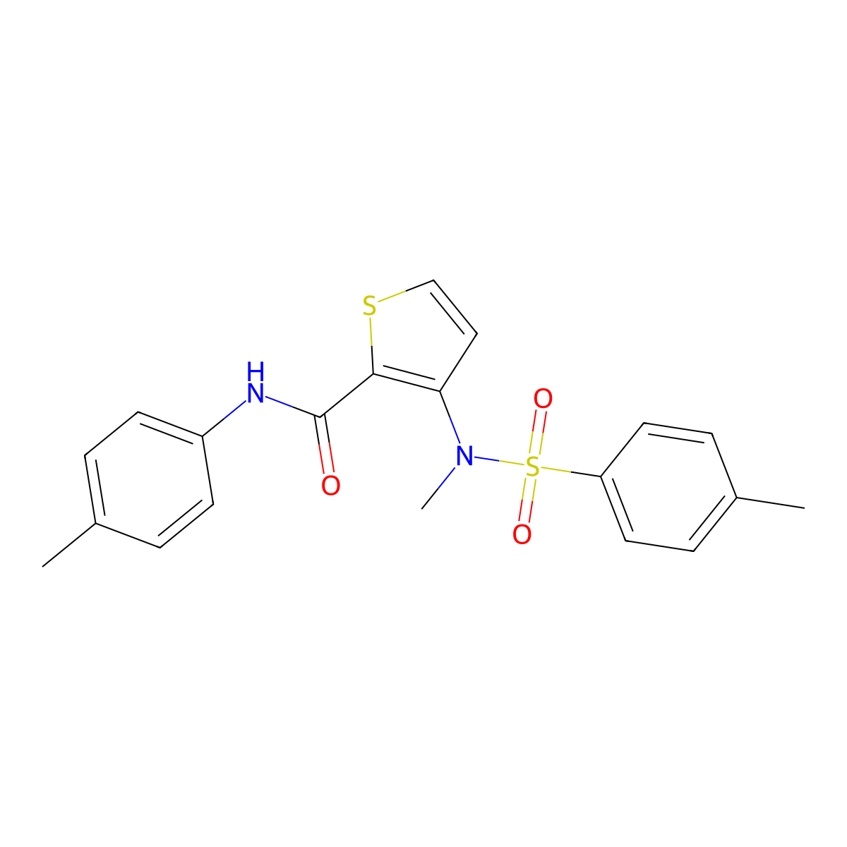 3-(N-methyl4-methylbenzenesulfonamido)-N-(4-methylphenyl)thiophene-2-carboxamide molecular structure, CAS 1226434-13-4