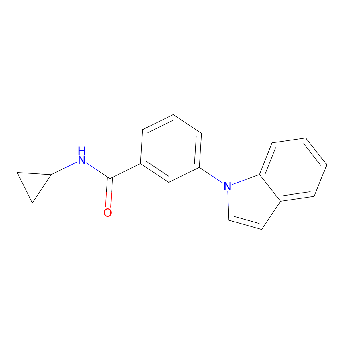 N-cyclopropyl-3-(1H-indol-1-yl)benzamide molecular structure, CAS 1226434-21-4